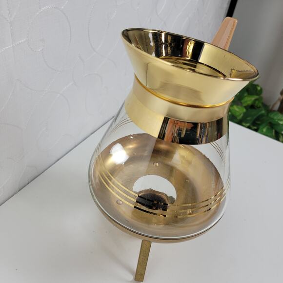 Vintage Inland Glass MCM Instant Coffee Maker and Server with‎ Warmer Gold - Picture 3 of 10